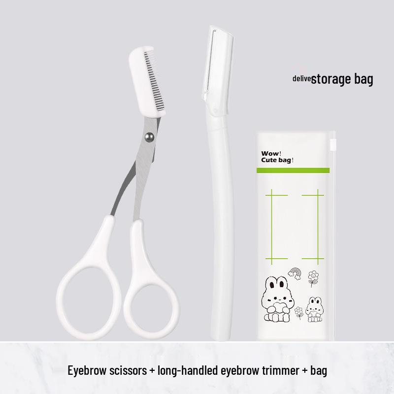 Stainless Steel Eyebrow Trimmer Set with Safety Razor Blade