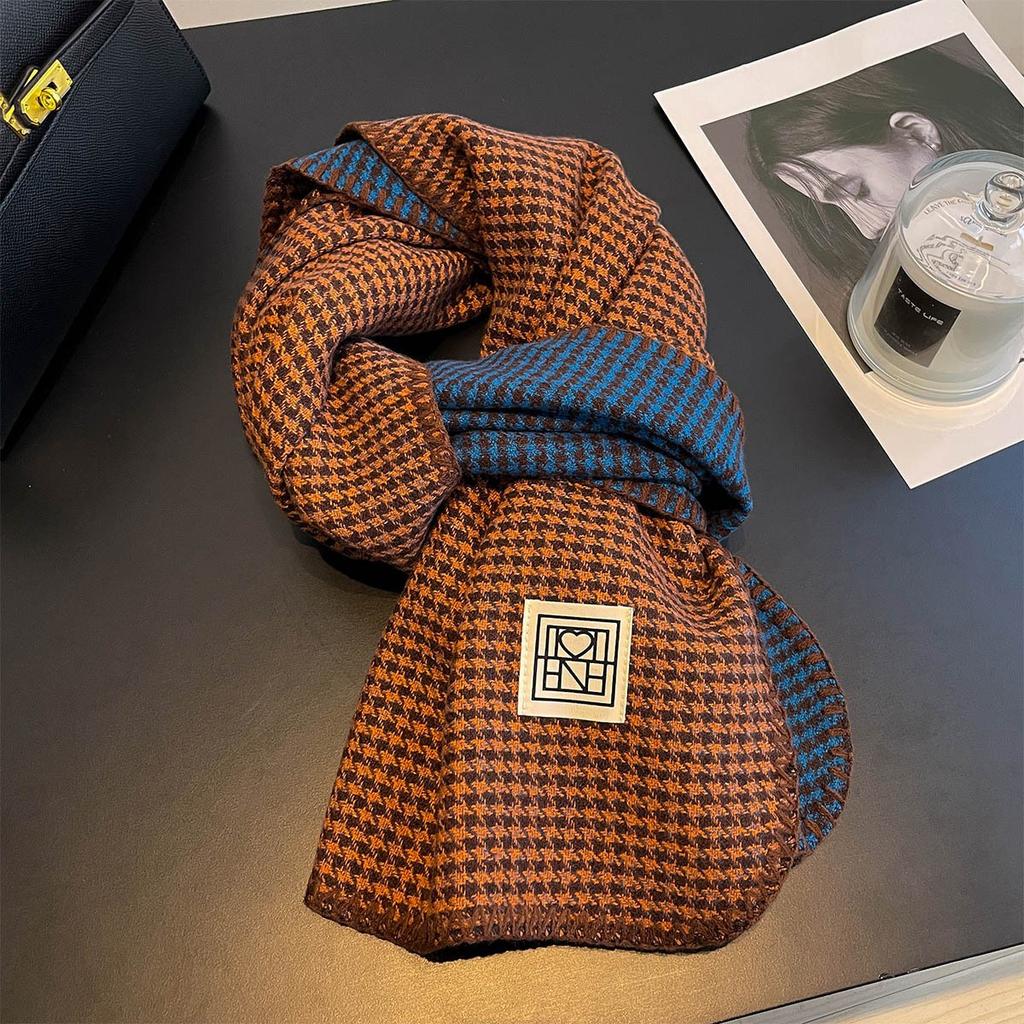Korean Plaid Scarf Women Winter Classic Warm Imitation Cashmere Scarves Thick Bandana Fashion Luxury Shawl Wrap Bib Neckerchief