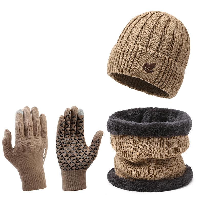 Men's Fashion Thickened Knit Hat & Velvet Neck Protection Two-Piece Set for Autumn & Winter