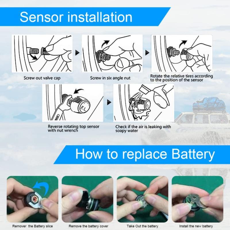 Solar Car TPMS Tire Pressure Sensor 1PC Overpressure Alarm Anti-explosion Auto Accessory for Long Distance Driving