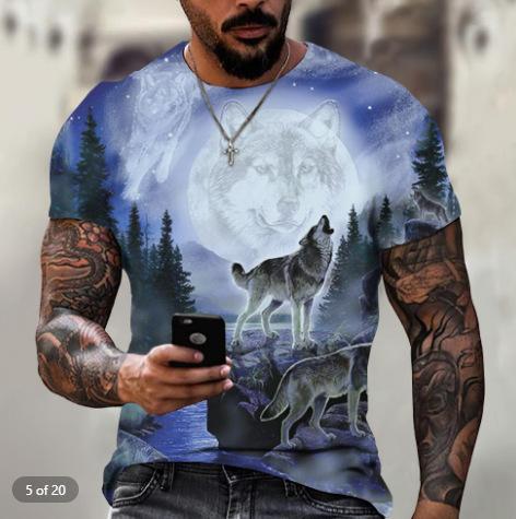 Spring new European and American men's casual sports fashion D gradual change short-sleeved crew neck T-shirt men