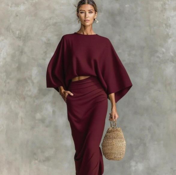 Hellbeiges Leinen Zweiteiler Set Cropped Top Langer Rock Lässiges Sommer Outfit