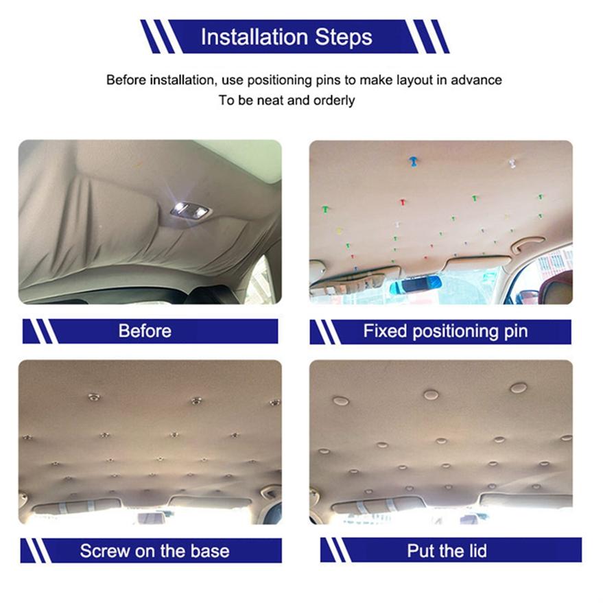 10/30/60PCS Car Roof Headliner Repair Button Roof Repair Rivets Auto Roof Snap Rivets Retainer with Installation Tool