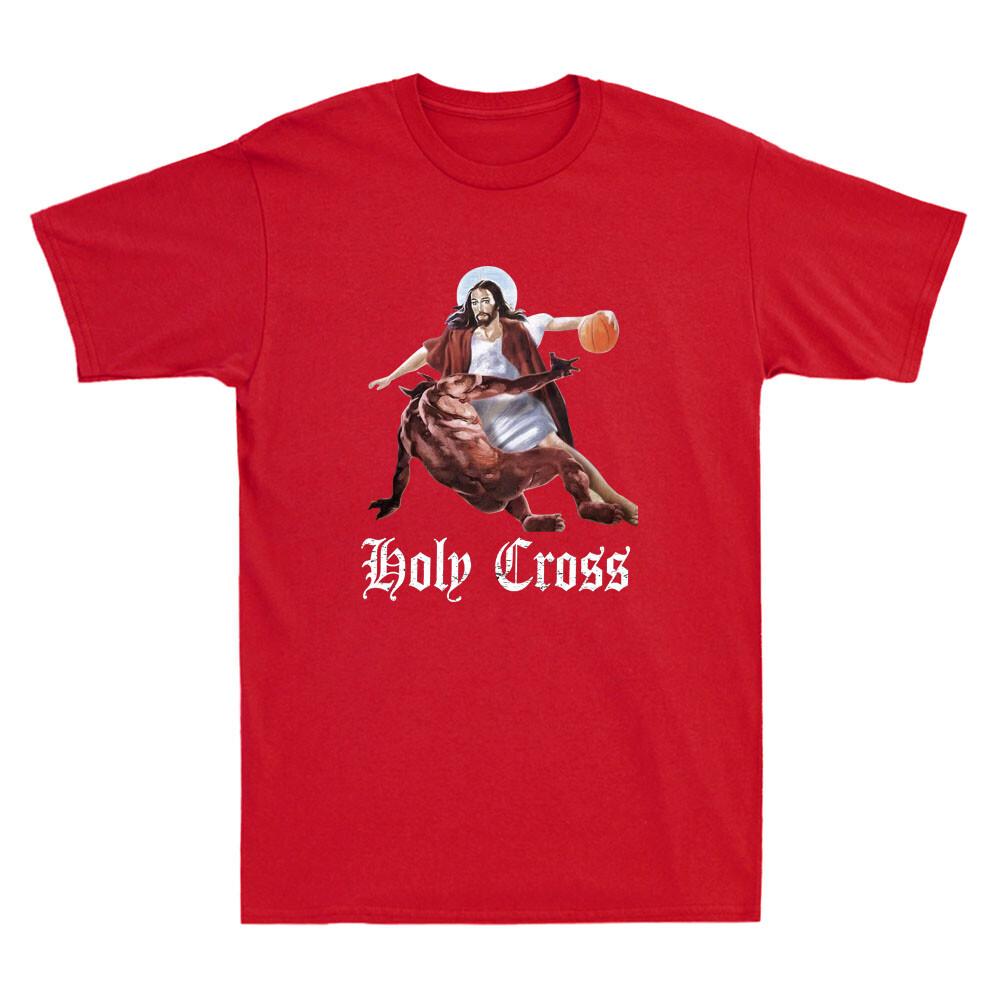 Crossover Basketball Holy Cross Satan Jesus Funny Graphic Vintage Unisexs Tshirt