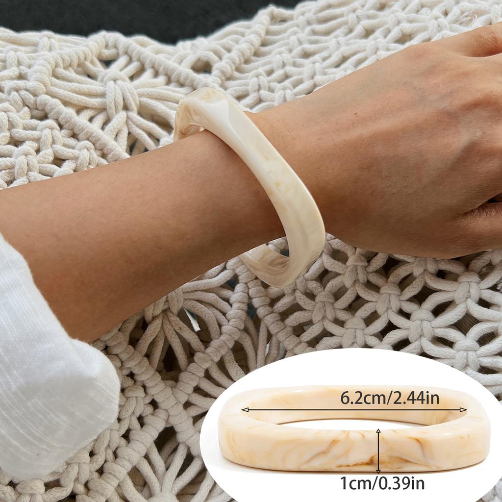 Wind Amber Smudged Acrylic Bracelet, Fashionable Irregular Translucent Resin Wide Bracelet