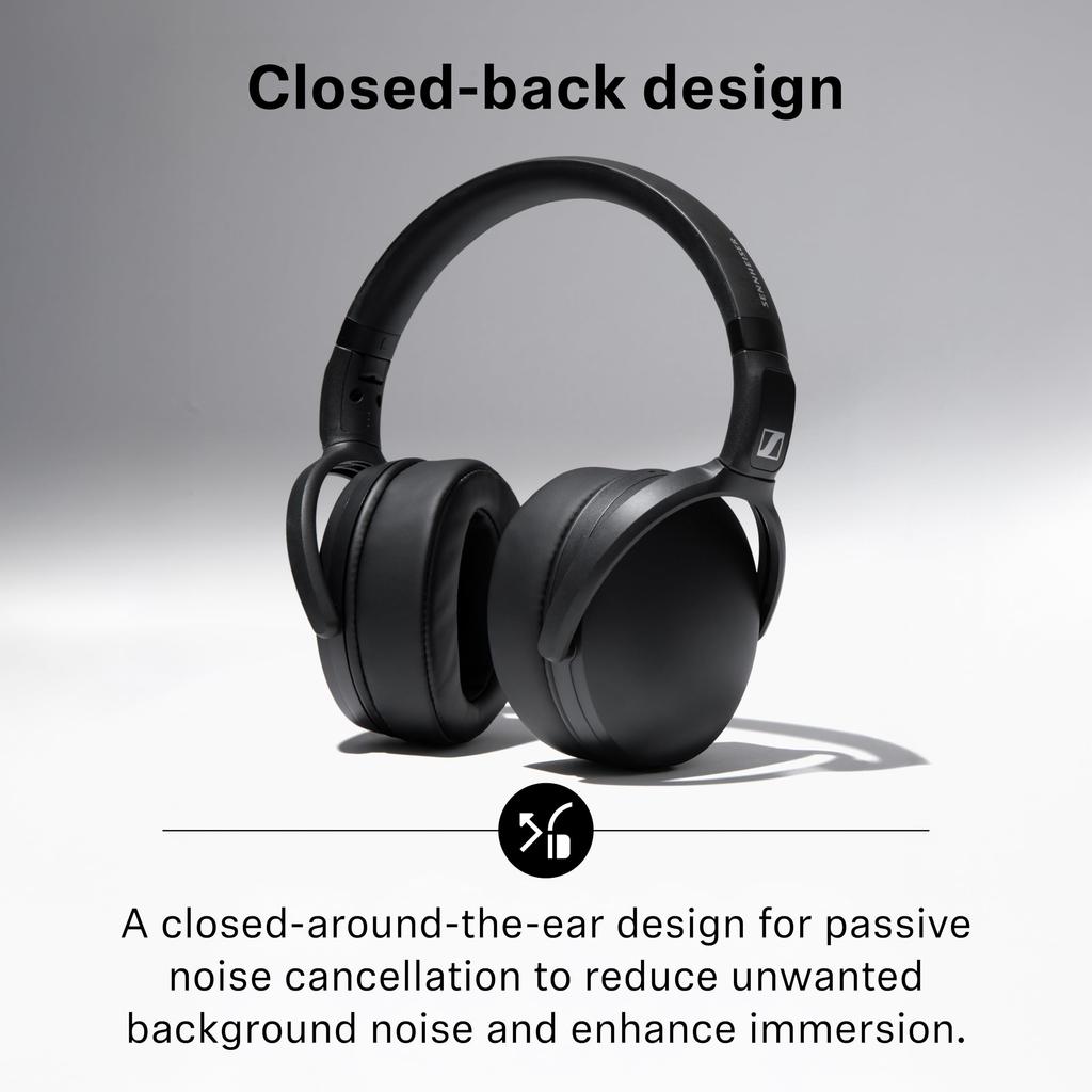 Sennheiser HD 400U Wired Headphones with Remote Compact Closed-Back In-Line & Microphone, USB-C, Foldable, Lightweight,