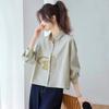 Womens Short Length High-Waisted Loose Long Sleeve Shirt Top - Casual Comfort Fit POLO Collar Button Front 2026