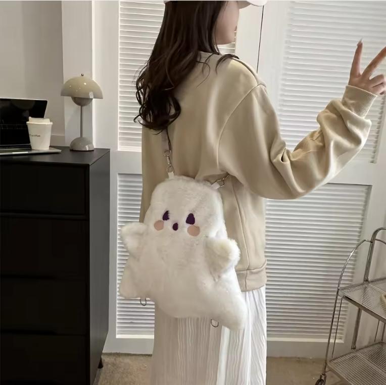 Fashionable Halloween Ghost Personalized Plush Japanese Backpack Multi-Functional Single Shoulder Crossbody Bag