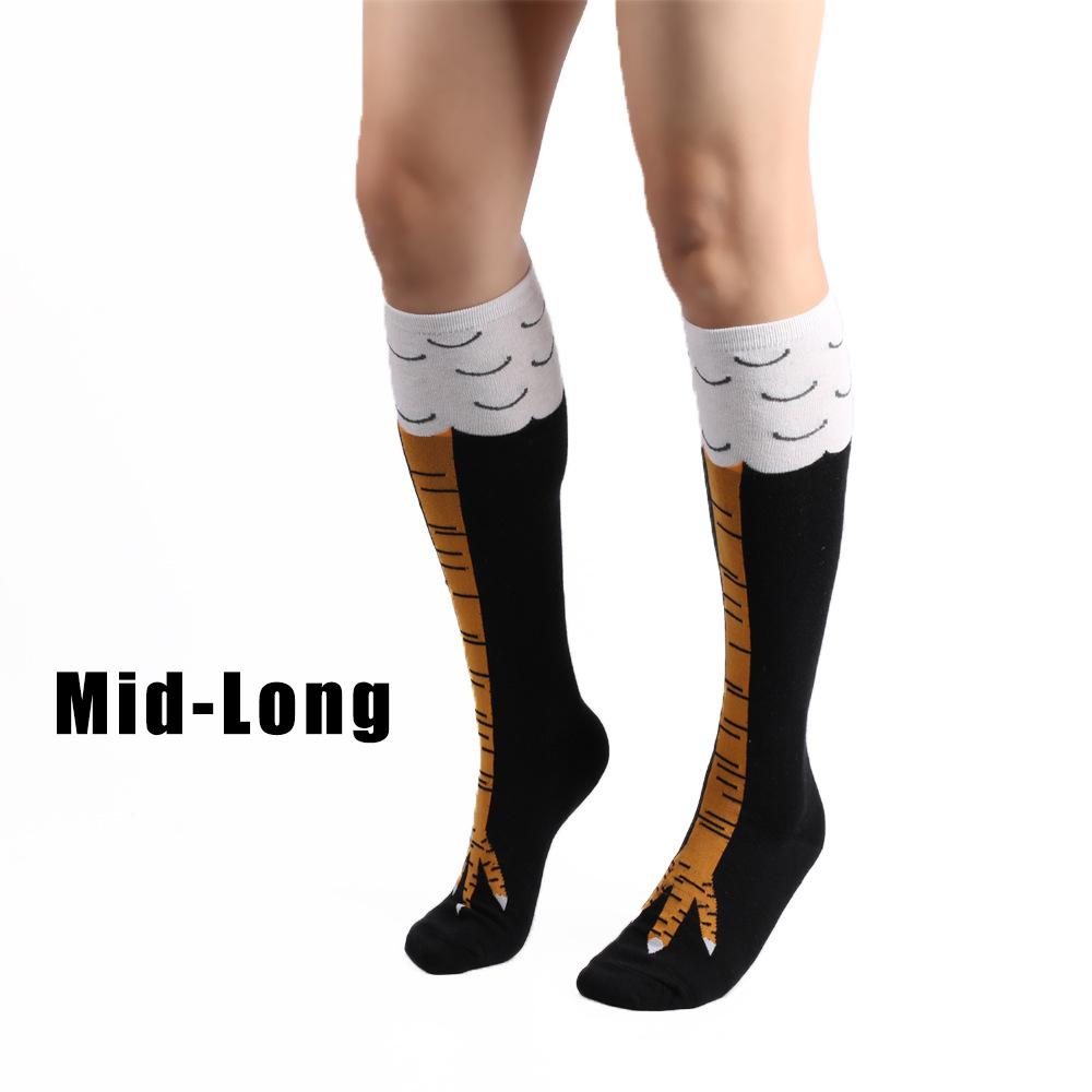 Men Funny 3D Chicken Socks Print Cartoon Cosplay High Flexibility Thigh High Sock Fashion Thin Toe Feet