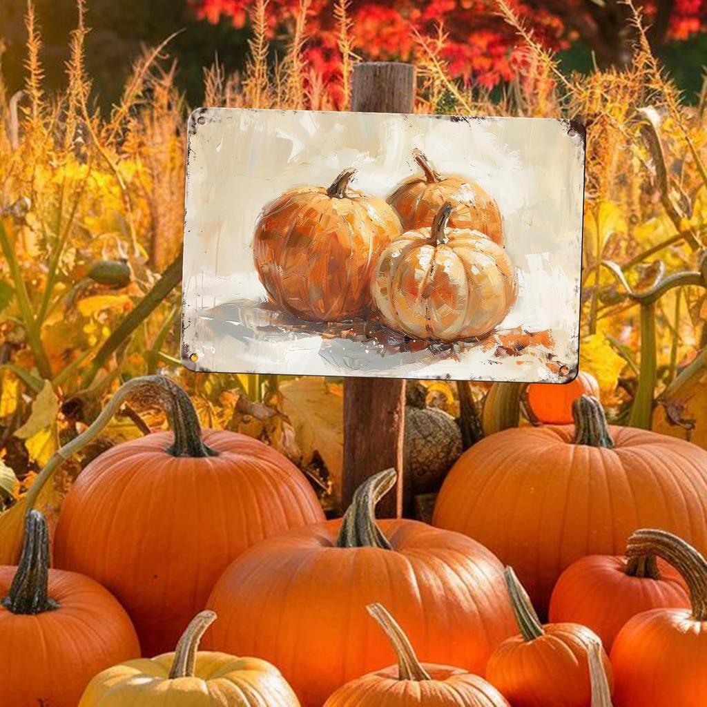 Pumpkin Metal Tin Sign Thanksgiving Day Sign Vintage Fall Decor Pumpkin Art Vintage Tin Sign Pumpkin Artwork Pumpk Autumn Metal Poster Thanksgiving