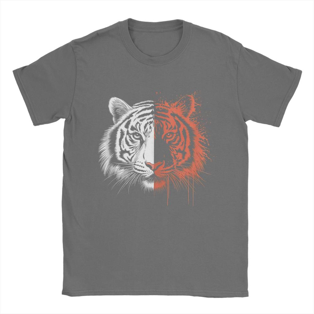 Cool Tiger Animal Print Men T Shirt  Casual Tee Shirt Short Sleeve Round Collar T-Shirt Cotton Printed Clothes