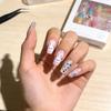 ABS Material Short Square Artificial Nail Featuring Rabbit Patterns And Floral Art For Festive Occasions