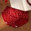 Women's Spring and Summer Print Benming Year Red 10A Bacteriostatic Extended Middle Waist Triangle Briefs