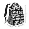 Need Peace Graphics Student Backpack School Bag Hiking Travel Daypack for Boys Girls Fashion Bookbag Shoulder Bags