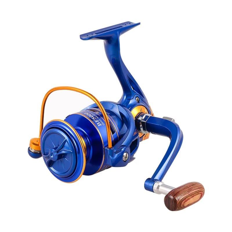 2024  Newest Fishing Reel 5.2:1 High Speed Ratio Metal Spool Spinning Reel 2000-7000 Gear Ratio Long Casting Solid Wood Sea Fishing Rod