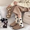 Women's Autumn and Winter Thickened and Velvet Warm Wool Ring Polka Dot Wool Tube Socks