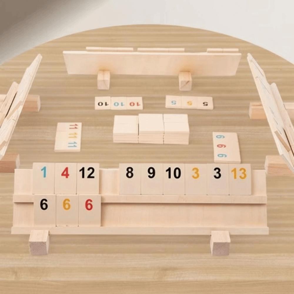 106dílná dřevěná hra Rummy Kostky 106 dílků Klasická desková hra Deskové hry Rummy dílky Rodinná hra