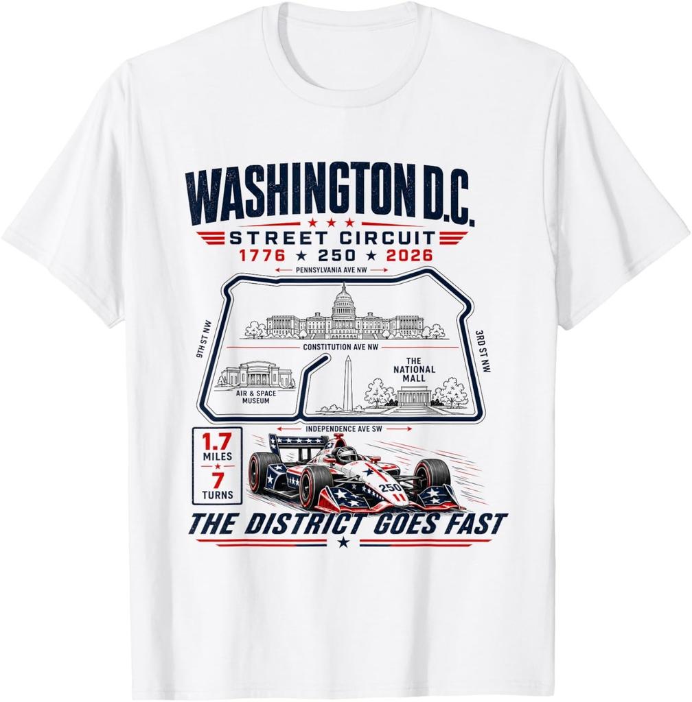 Washington DC Street Circuit Map 250 Mile Racing 2026 T-Shirt