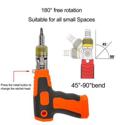 Multi Screwdriver Set Ergonomic Design Ratchet Mechanism 180-Degree Multi Angles Electric Screwdriver with Magnetic Bit Set