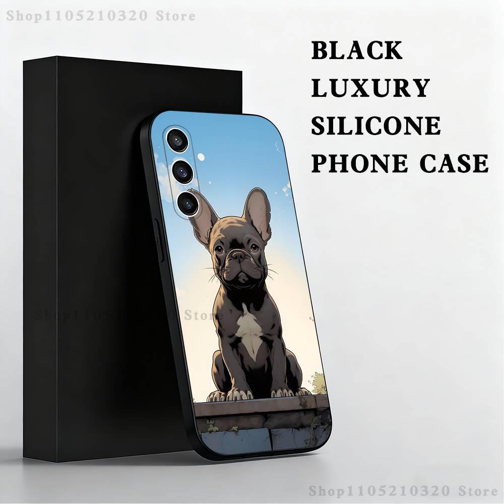 French Bulldog Dog Pet Phone Case For Samsung S25,S24,S21,S22,S23,S30,Ultra,S20,Plus,Fe,Lite,Note,10,9,5G Black Cover