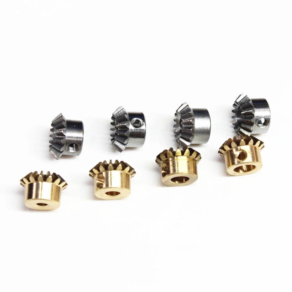 2PCS 1:1 Bevel Gear 0.8M 15T 3 4 5 6 Mm 6.35mm Bore Hole Diameter M3 Jackscrew Brass Bevel Gear