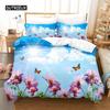 Butterfly Flower Queen Bedding Set Duvet Cover Set Bedding Digital Printing Bed Linen King Size Duvet Cover Set Bedding Set