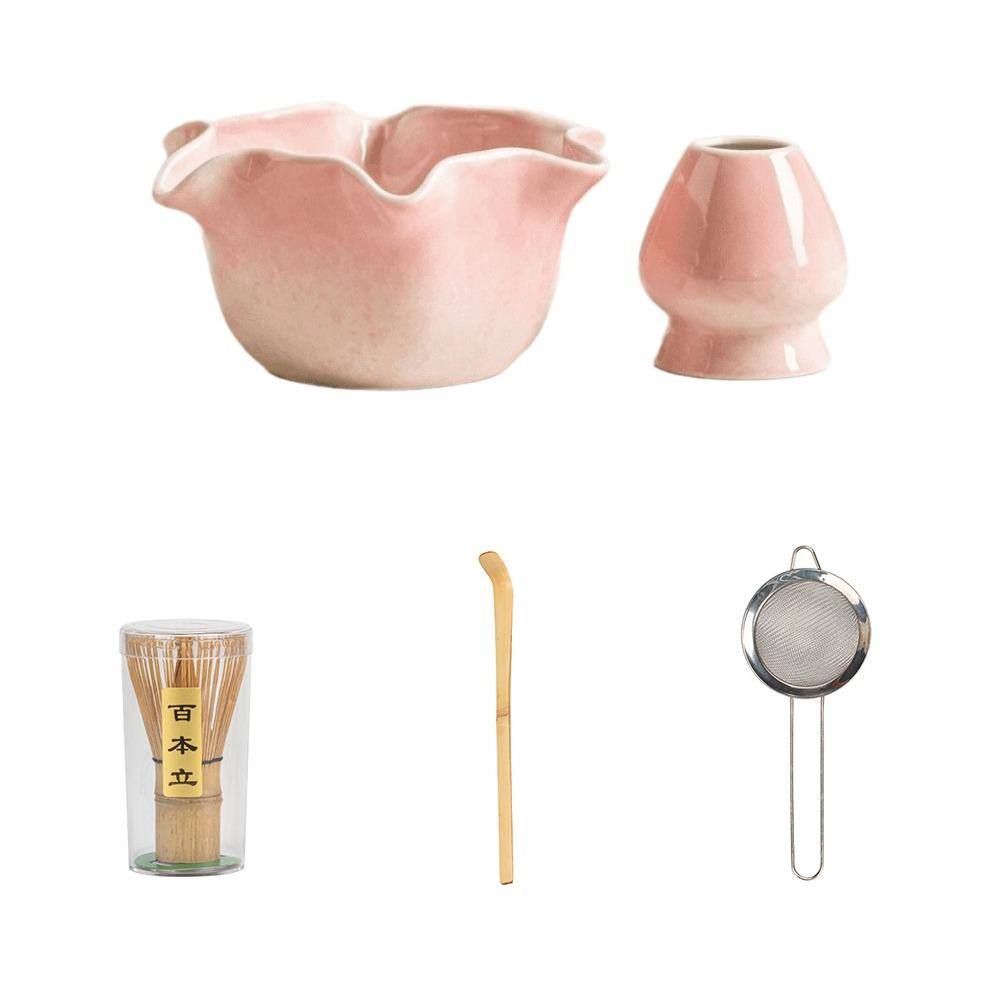 Japanese Style Ceramic Matcha Tool Flower Shaped Matcha Making Kit Matcha Tea Set Matcha Lovers
