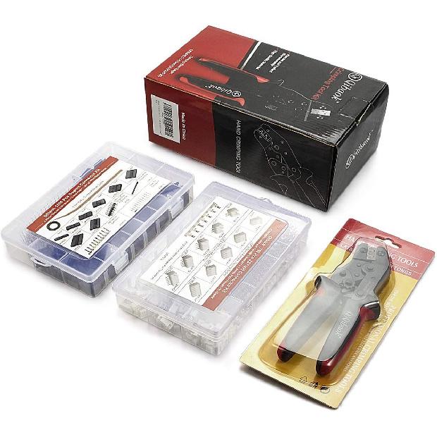 Qibaok Crimping Tool Kit Ratcheting Crimper with 1550PCS 2.54mm Dupont Connectors and 760pcs 2.54mm JST-XH Connectors for AWG 26-20(0.1-0.5mm²)