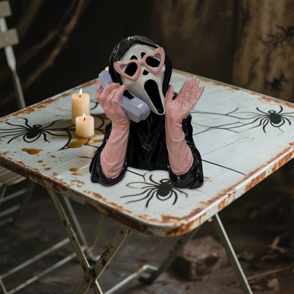 Luminous Halloween Ghost Figurine Pink Glowing Ghost Ornament  Halloween Party