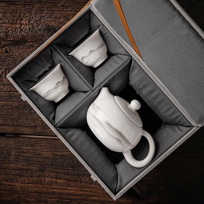 Qixuanyuan Mutton Fat Jade Porcelain Travel White Porcelain Tea Set