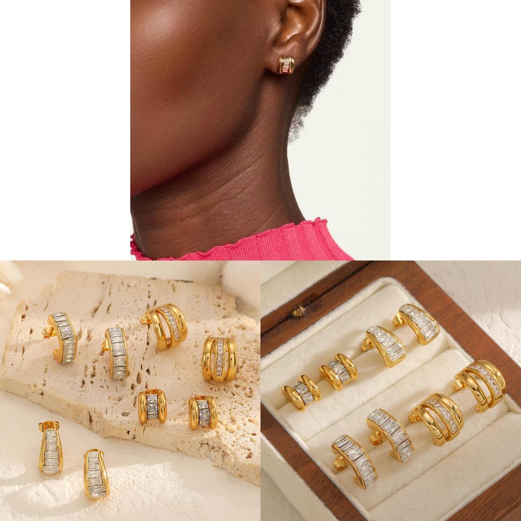 Geometric Stainless Steel Earrings For Women With Pvd Coating Fashion Jewelry Gift For Office