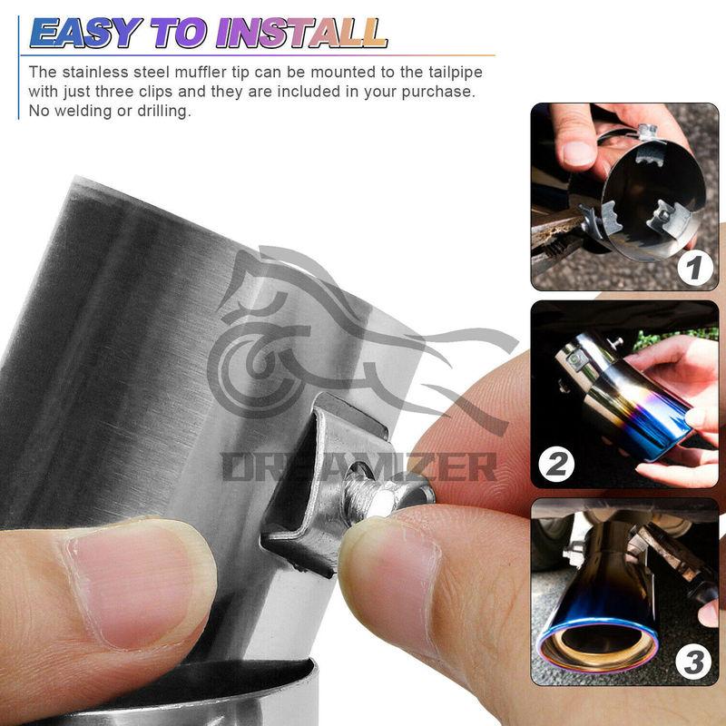 63MM Straight/Bend Chrome Universal Car Exhaust Nozzle Muffler Tip Pipe Round TailPipe Stainless Steel Car Tuning