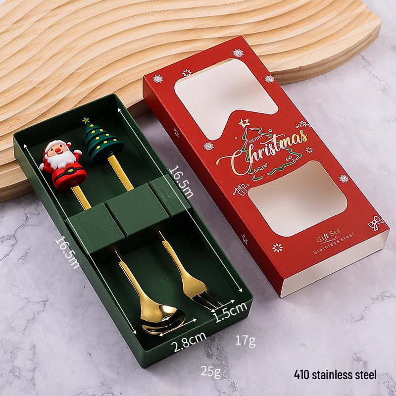 Stainless Steel Christmas Cutlery Set: Cute Spoon, Fork, and Stirring Spoon for Coffee & Fruit