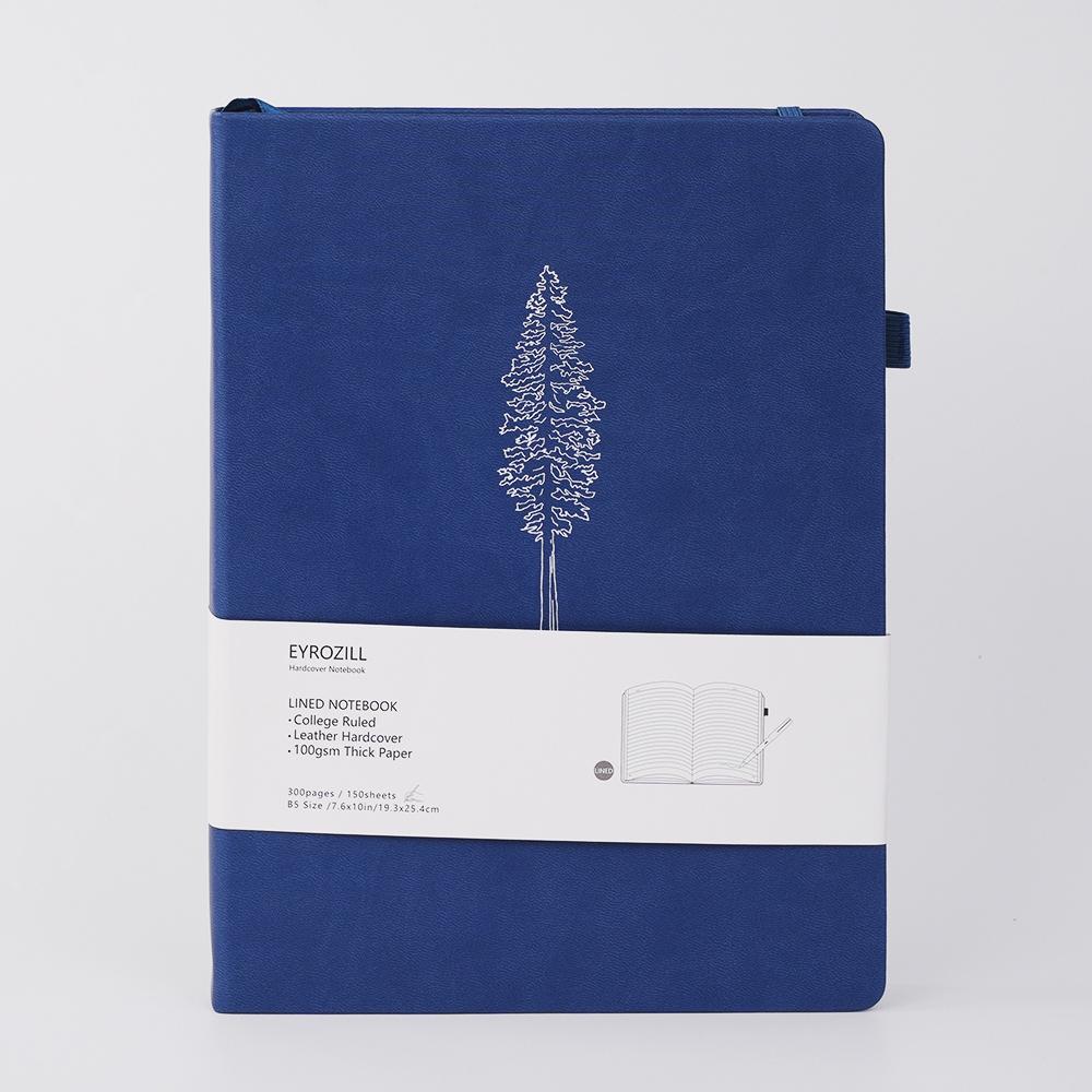 Spot PU Leather Customizable Personalized A5 Notebook Promotion Bulk Binding Books with Stretch Band, Printable Custom logo (Blue,293Pages&B5)