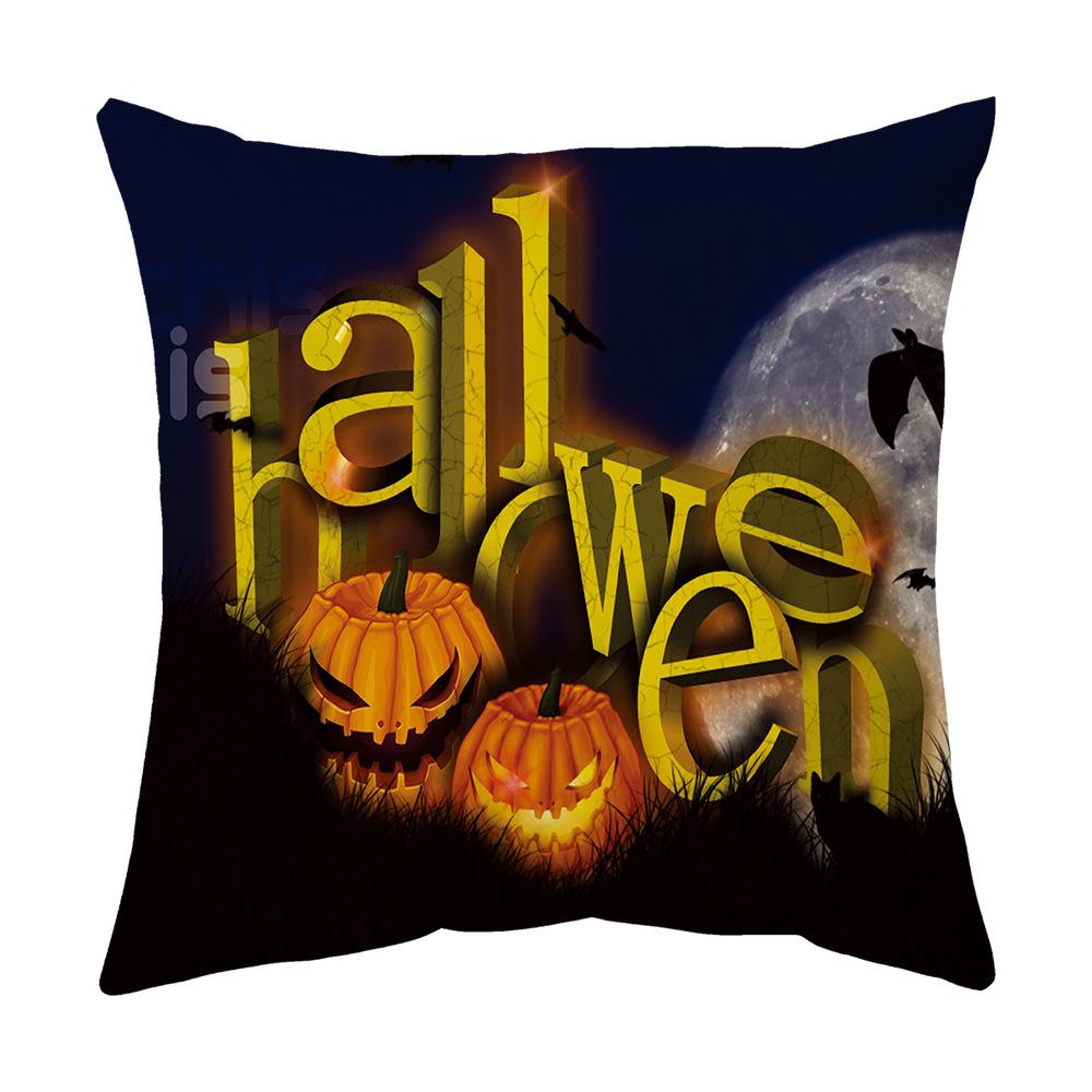 Halloween Cartoon Backrest Sofa Pillow Case Pillow Case Decoration Peach Skin Pillow Cushion Nordic Living Room