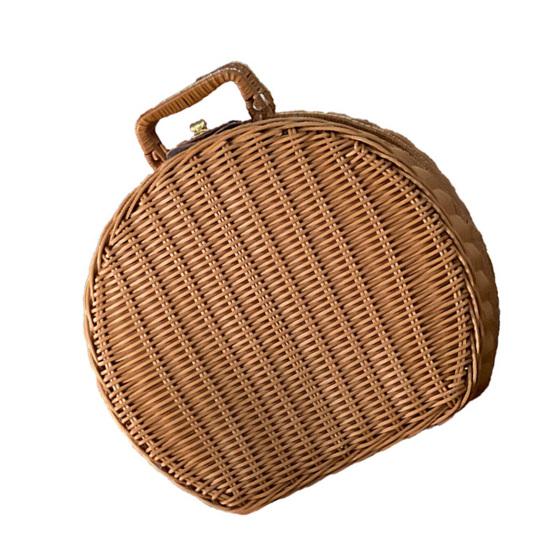Rattan-Aufbewahrungsbox, verschleißfest, große Kapazität, Vintage, handgefertigt, Rattan, gewebt, multifunktionaler Aufbewahrungskoffer für Reisen