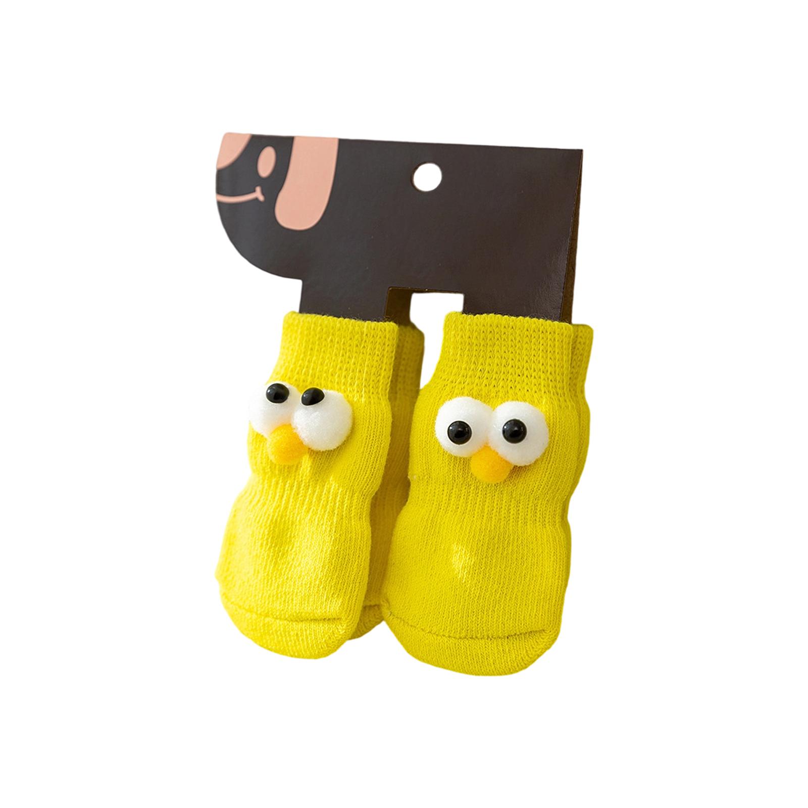 

Cute Cartoon Pet Socks For Small Dogs & Cats – All- Non- Warm Cotton Knit Socks For Puppies & Kittens S жовтий