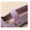 New Spring Lilac Mary Jane Flats Woman Knit Strappy Soft Breathable Loafers Comfortable Womens Walking Shoes Orthopedic Sneaker
