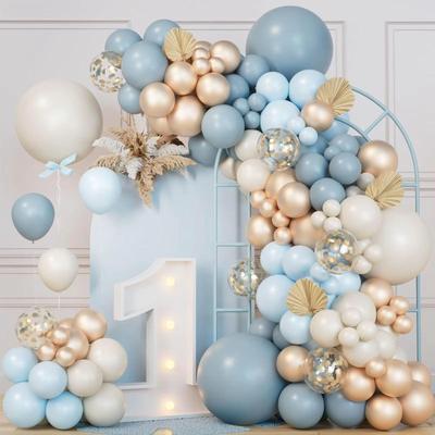 Conjunto de Decoração de Fundo para Festa de Primeiro Aniversário de Menino com Corrente de Balões Azuis