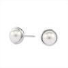 Retro Bezeled Imitation Pearls Screw-Back Dome Stud Earrings Stainless Steel Trendy Simple Charm Jewelry for Women Gift