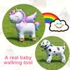 Cartoon Animals Stand Up Aluminum Film Balloons With Wheels Unicorn Tiger Giraffe Elephant Dinosaur Birthday Party Decoration