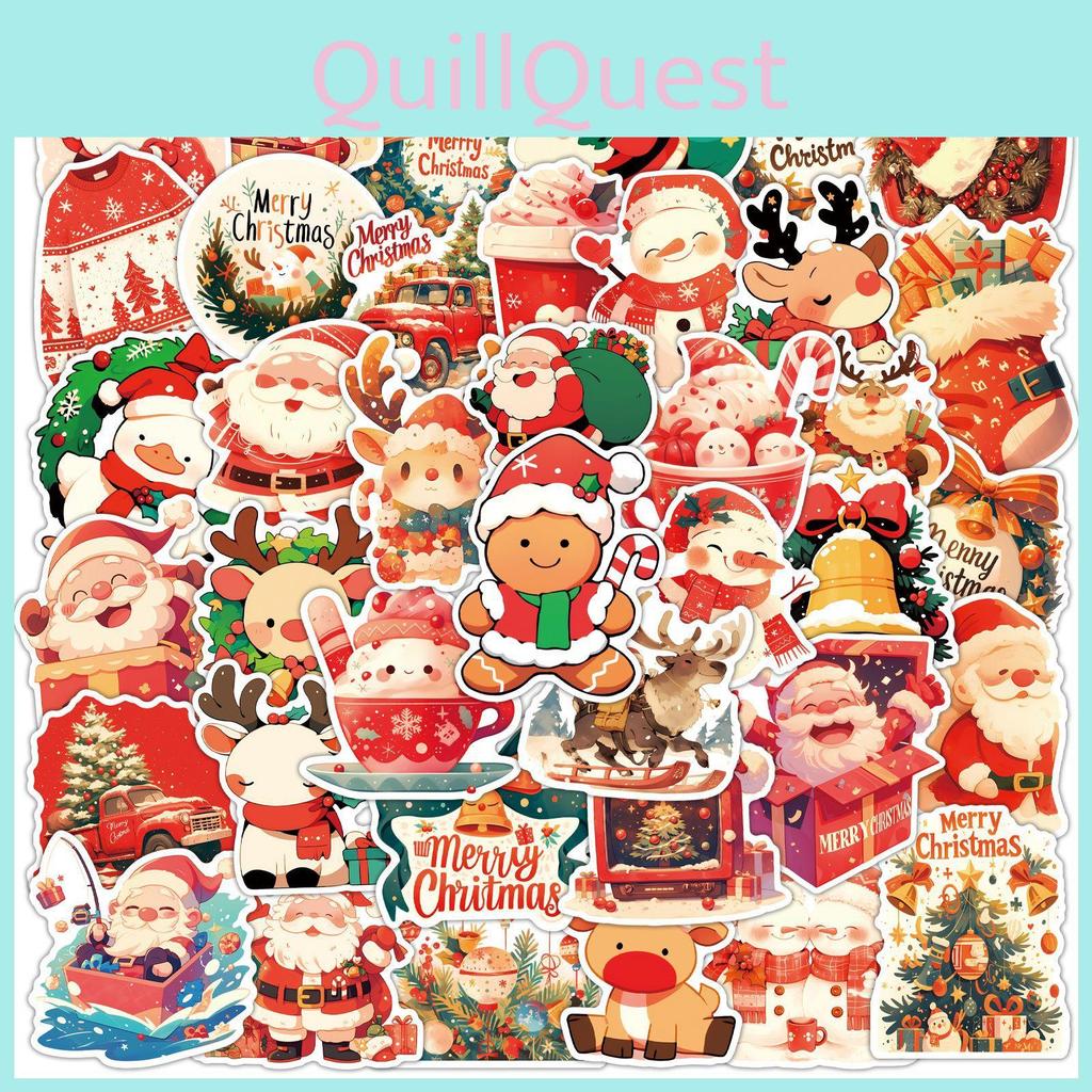 Stickers Christmas 50pcs Santa Claus Waterproof Cartoon Decal Car Laptop Decor