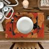 4/6pcs Set Black Cat In Pumpkin Patch Placemats, Seasonal Holiday Decor Suitable for Home Kitchen Dining Indoor Outdoor Use