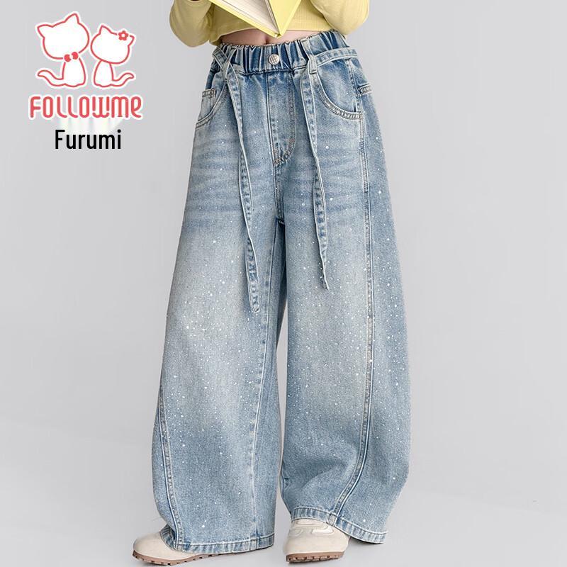 Свободные джинсы для девочек FULUOMI 150