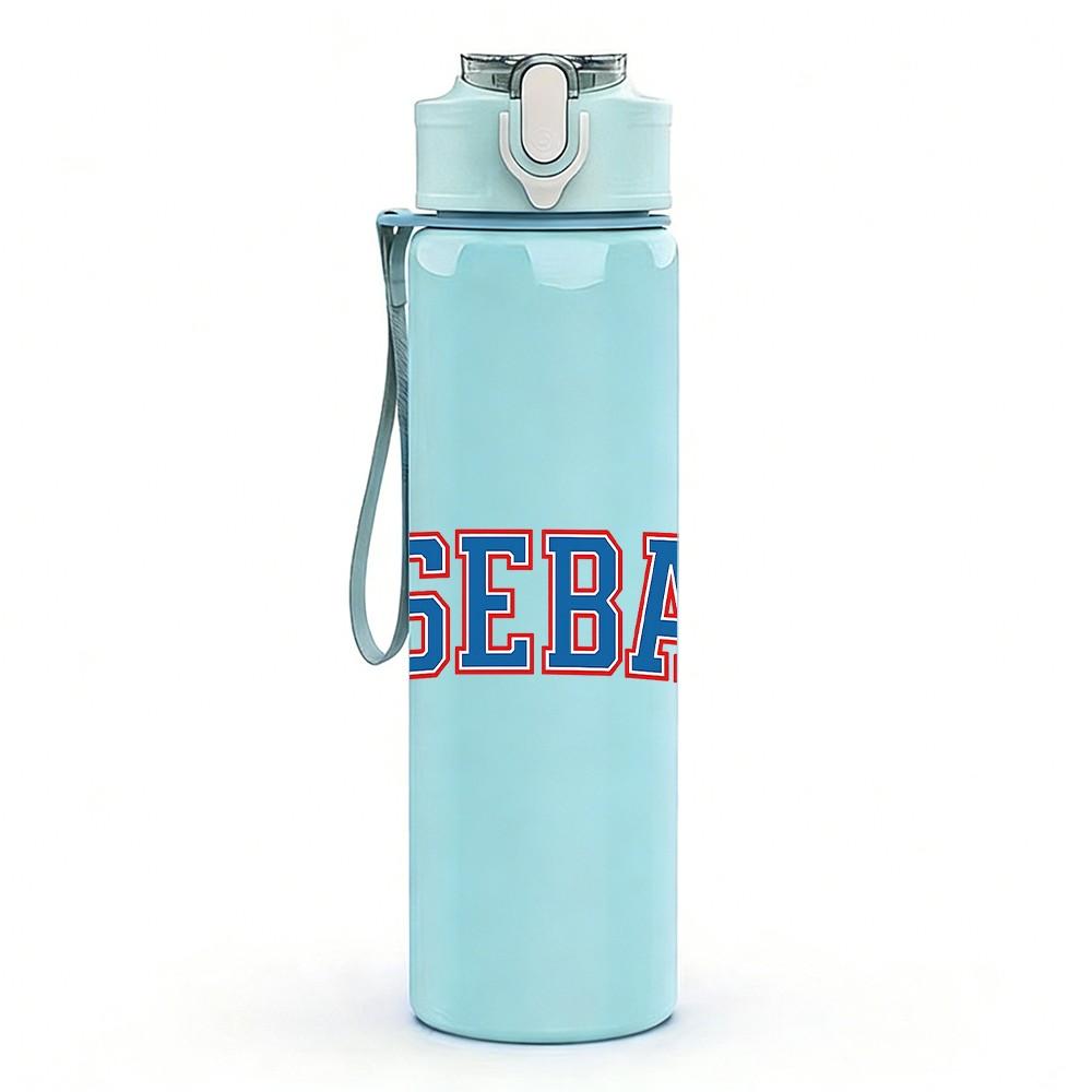 1PC Baseball Sport Text Logo Print 750ml Color Plastic Sports Water Bottle Leakproof Flip Straw Lid Suitable for Sports Office Home Use