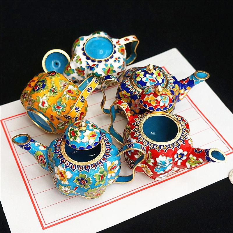 Vintage Cloisonné kleiner Topf Seltenes Antikes Kupfer Emaille Kunstwerk Heimdekoration