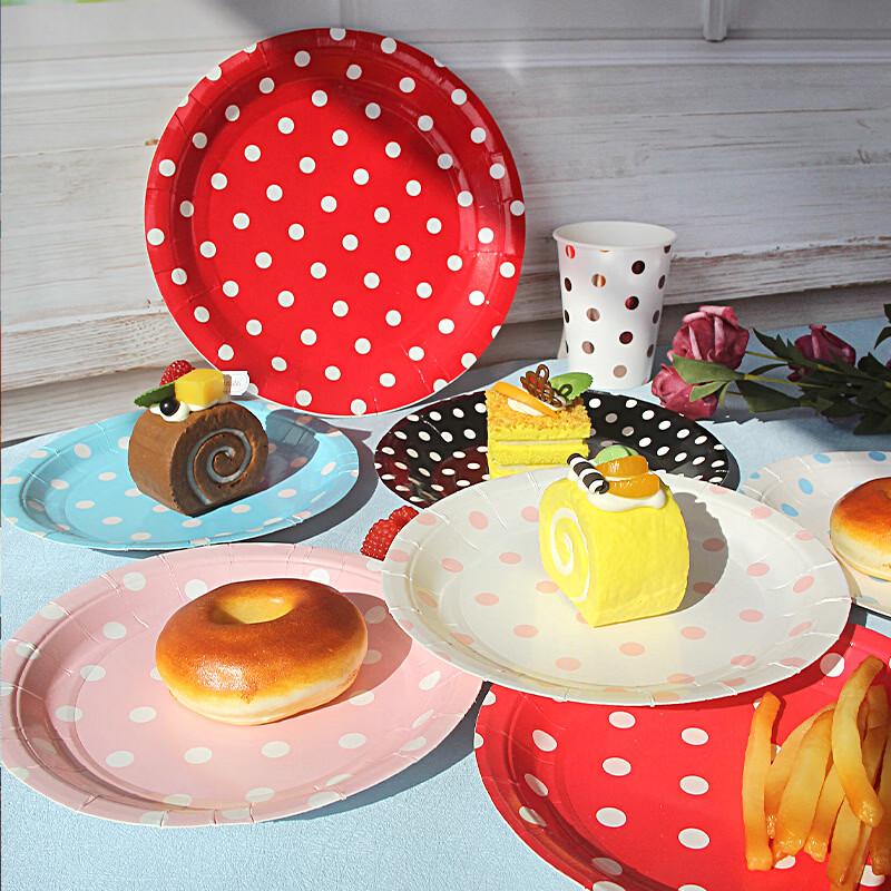 OIMG Birthday Party Polka Dot Disposable Paper Plates