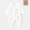 Newborn Asymmetrical Collar Jumpsuit with Hand and Foot Covers for Spring and Autumn