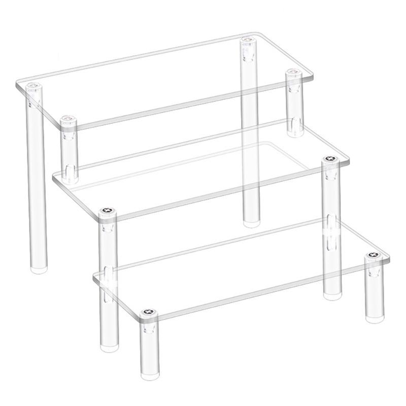 Multi Purpose Storage Rack Thickened Acrylic Step Organiser For Dessert Display Cosmetic Storage Space Saving Stand