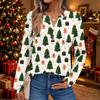 Women's Christmas Printed Long Sleeve Shirt, Casual Holiday Top